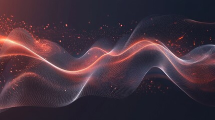 Poster - Dynamic Abstract 3D Illustration of Wavy Curves with Light Effects