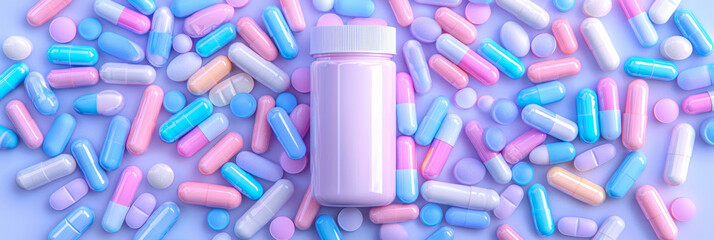 Fototapete - Clean, high-key image of a pharmacist scanning a barcode on medication with a handheld device,