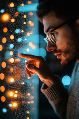Poster - Softly lit photo of a consultant pointing at a digital screen, demonstrating personalized service