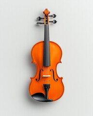 Poster - Softly lit photograph of a violin and bow placed in symmetrical alignment, representing melodic