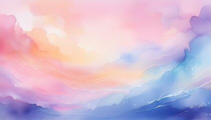 Wall Mural - Soft watercolor background in pastel colors with a dreamy and ethereal atmosphere,