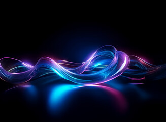 Wall Mural - a luminous, flowing ribbon of blue and purple light gracefully curves against a dark backdrop, creat