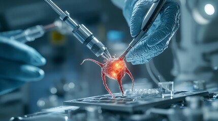 Poster - Futuristic medical device repairing tissue laboratory medical imagery high-tech environment close-up innovation