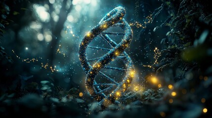 Leinwandbilder - Artistic dna double helix representation in enchanted forest digital art scientific concept fantasy environment