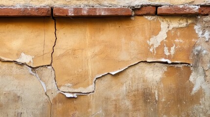 Wall Mural - Old Cracked Wall With Peeling Paint, Rustic Weathered Surface Background, Texture Of Aged Building Exterior