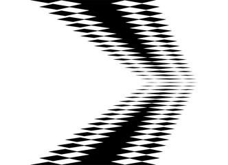Poster - Wide Arrow made of sharp pixelated elements with a transition from black to white.  design Trussing Modern graphic element. Sports vector pattern. Pointer, navigation, direction. Speed