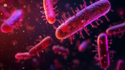 Poster - Exploring bacterial behavior microbiology lab scientific illustration dark environment close-up view microbial concepts