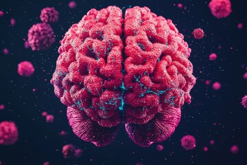 Poster - Exploring neurological science brain cell visualization laboratory digital art dark background close-up conceptual