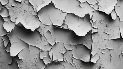 Wall Mural - Abstract Cracked Wall, Textured Rough Surface, Grunge Peeling Paint, Black and White Art