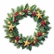 © Supithcha Mani - Festive Christmas Wreath with Holly Berries and Stars Embellished with Twinkling Holiday Lights