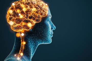 Poster - exploring neural connections human brain digital art abstract environment side view cognitive visual