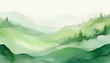 Wall Mural - Soft green watercolor wash creates a tranquil and natural backdrop, perfect for adding