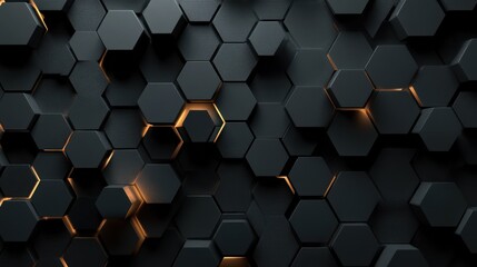 Poster - Creative dark hexagon wallpaper. Design and mosaic concept. 3D Rendering.