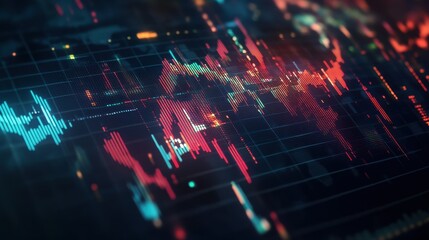 Poster - creative forex chart with map on dark backdrop. global trade and invest concept. 3d rendering.