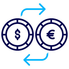 Wall Mural - Dollar and Euro exchange Outline Color icon