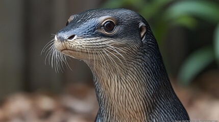 Curious river otter portrait wildlife sanctuary animal photography natural habitat close-up wildlife conservation