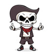 © Business Stock Image - a skull emoji wearing a hat, a red bandana, and a leather jacket.