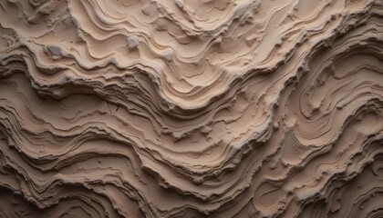 Poster - Layered Sandstone Texture. Soft Beige and Cream Waves. Undulating Ridges Create Depth and Movement. Natural Dune Formations. Organic Feel. Light and Shadow Enhance Contours. A Calming Abstract