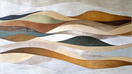Poster - Abstract undulating landscape with various earth toned horizontal bands