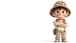 © Wiravan - Cheerful young boy dressed as an explorer posing with a playful smile and arms crossed ready for adventure in animated style