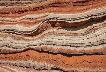 Poster - Layered Rock Formation. Earth's Dynamic History Displayed. A Captivating View of Sediment Deposition and Natural Erosion. Vibrant Colors and Textures. Geological Processes. Beauty of Nature.