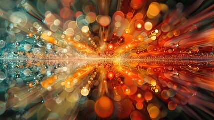 Poster - Vibrant abstract light burst with orange and blue bokeh effect