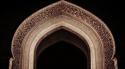 Poster - Ornate Archway With Intricate Carvings And Calligraphy
