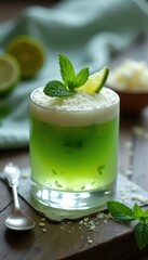 Poster - Refreshing mojito inspired dessert with layers of green and white topped with mint