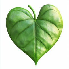 Wall Mural - Heart-shaped leaf symbolizing nature love isolated on white background