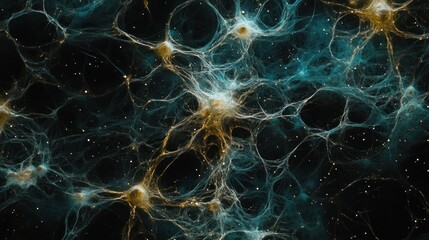 Poster - Abstract Cosmic Web Network With Glowing Nodes