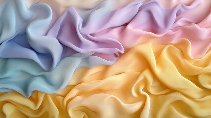 Poster - Pastel Colored Fabric Draped in Soft Waves