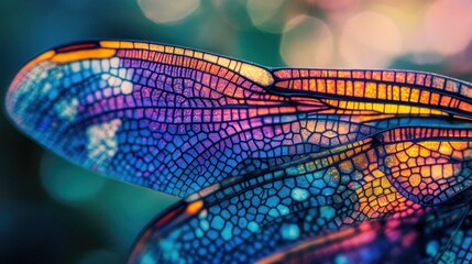 Poster - Macro shot captures the iridescent textures of dragonfly wing