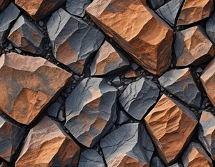 Poster - Natural Stone Assortment. Rugged Rocks in Varied Shapes and Colors. A Captivating Mosaic. Earthy Tones Highlight Contours and Ridges. Beauty of Natural Stone Formations. Visually Striking. Geology.