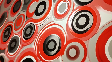 Poster - Abstract Red Black White Circular Pattern Design