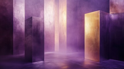 Poster - Abstract Purple and Gold Geometric Room Design