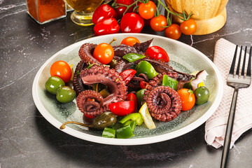 Wall Mural - Salad with octopus tentacle and vegetables