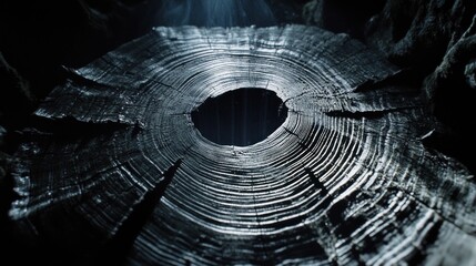 Poster - Cut tree trunk showing concentric growth rings and center hole