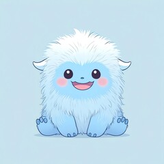 Wall Mural - Adorable Blue Fluffy Monster Illustration