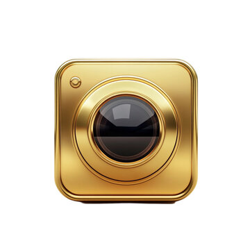 Golden Camera Icon Luxury Photography App Design