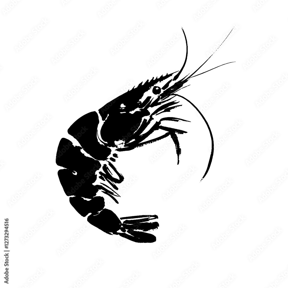 海老の水墨画Stock Vector | Adobe Stock