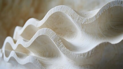 Wall Mural - Architectural white abstract waves sculpture, artistic forms, interior background texture, for design