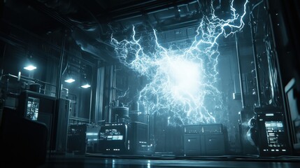 Poster - Futuristic Laboratory With Energy Discharge Experiment