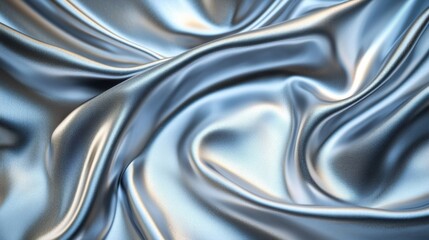 Poster - A luxurious silver fabric with soft folds, shimmering under diffused light, creating a smooth texture.