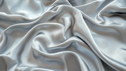 Poster - A luxurious silver fabric with soft folds, shimmering under diffused light, creating a smooth texture.