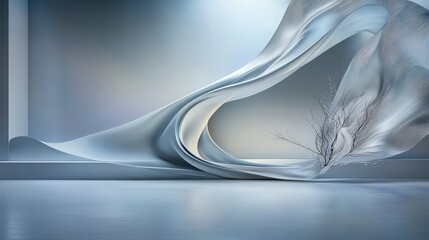 Leinwandbilder - Elegant curved fabric in minimalist space a serene abstract concept of modern interior digital art