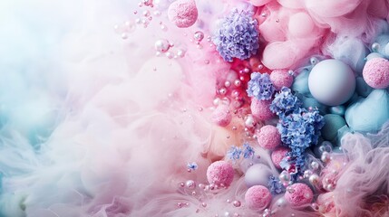 Leinwandbilder - Pastel color explosion soft pink lavender and blue floral delight abstract artwork dreamy environment close-up view