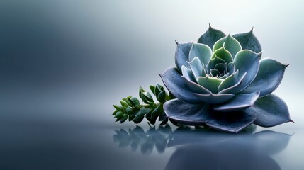 Poster - Elegant succulent rosette minimalist nature scene botanical art calm environment close-up view zen concept