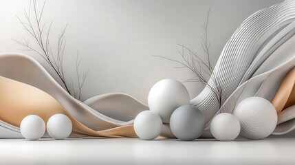 Poster - Soft light elegance abstract forms and textures tranquil studio artistry minimalist design aesthetic harmony