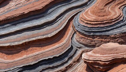 Poster - Layered Rock Strata. Desert Landscape. Geological Formation. Erosion Textures. Sedimentation Patterns. Earth's Processes. Natural Beauty. Colorful Layers. Arizona. Utah. Nevada. Abstract Nature.