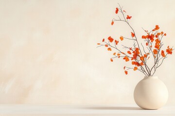 Poster - minimalist dried tropical flower centerpiece indoor decor still life neutral background artistic per